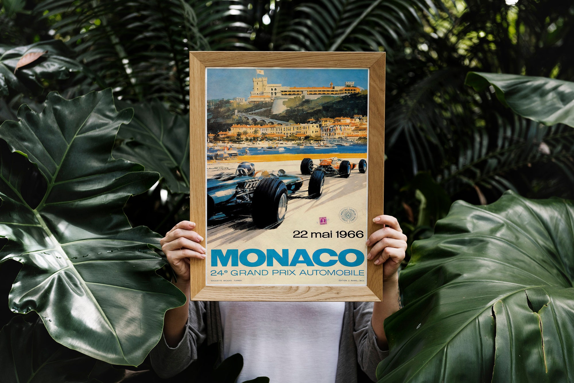 Vintage retro style, 1966 Monaco Grand Prix ,Travel Poster to Monaco Travel