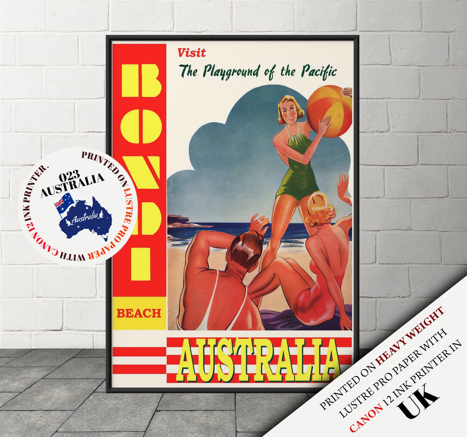 Vintage Australia Bondi Beach Travel Poster Wall Decor Etsy