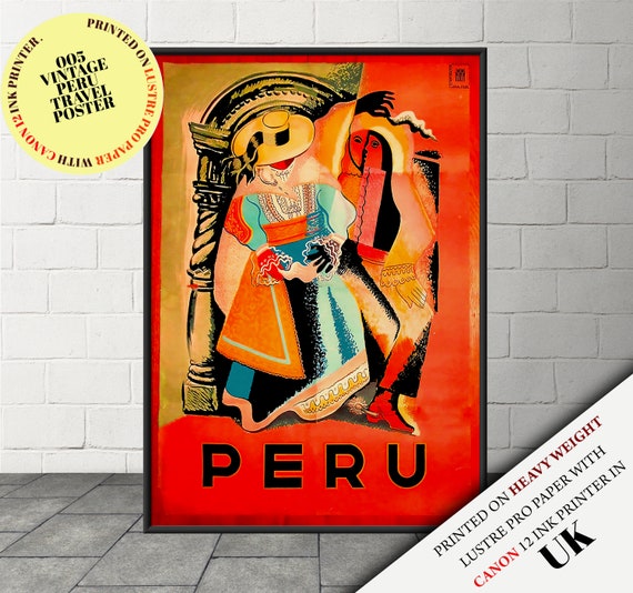 Vintage retro style 003 Peru Travel Poster Peru Lima,Travel wall decor,Peru travel wall art