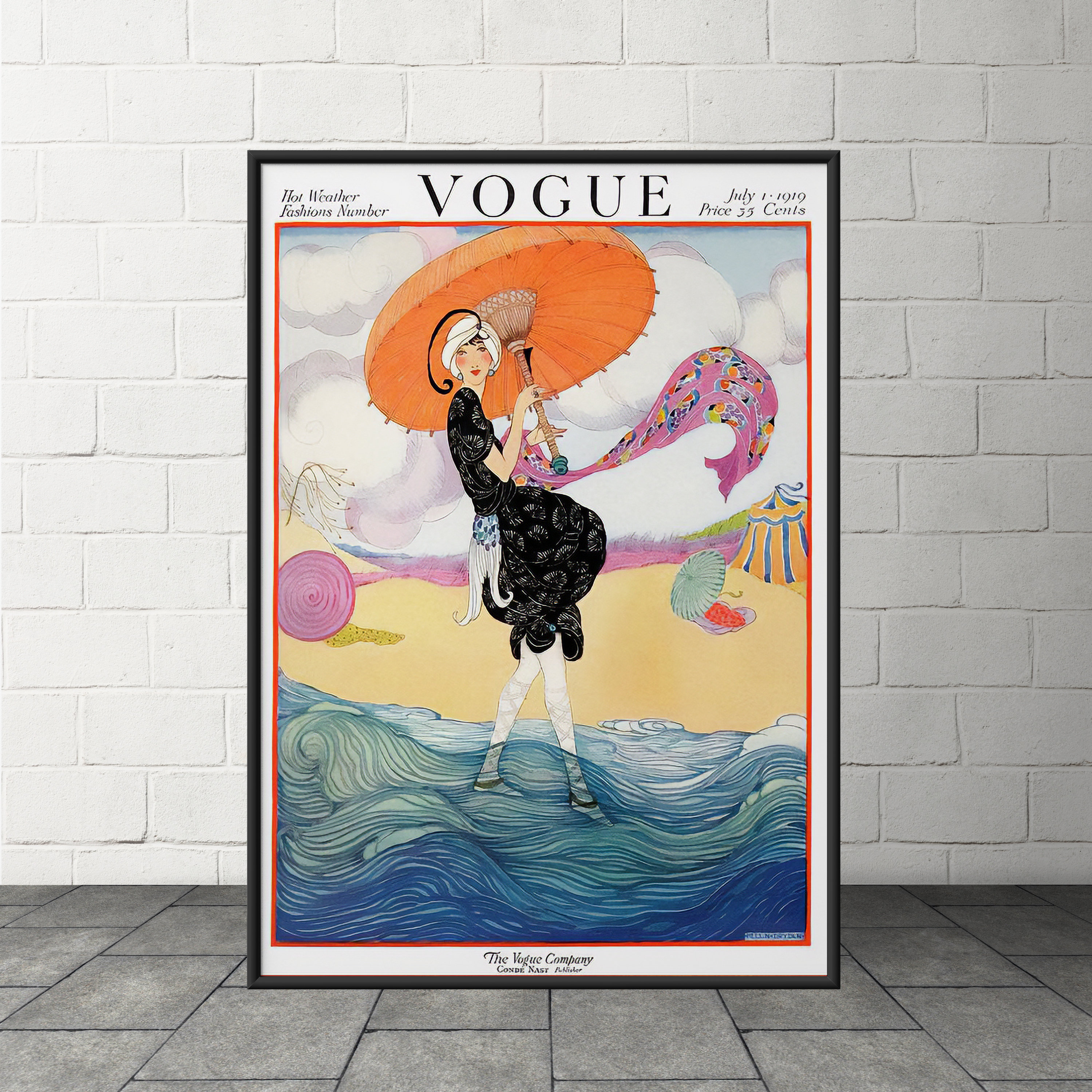 Vintage vogue magazine cover July.1.1919 Vogue Poster Art Etsy