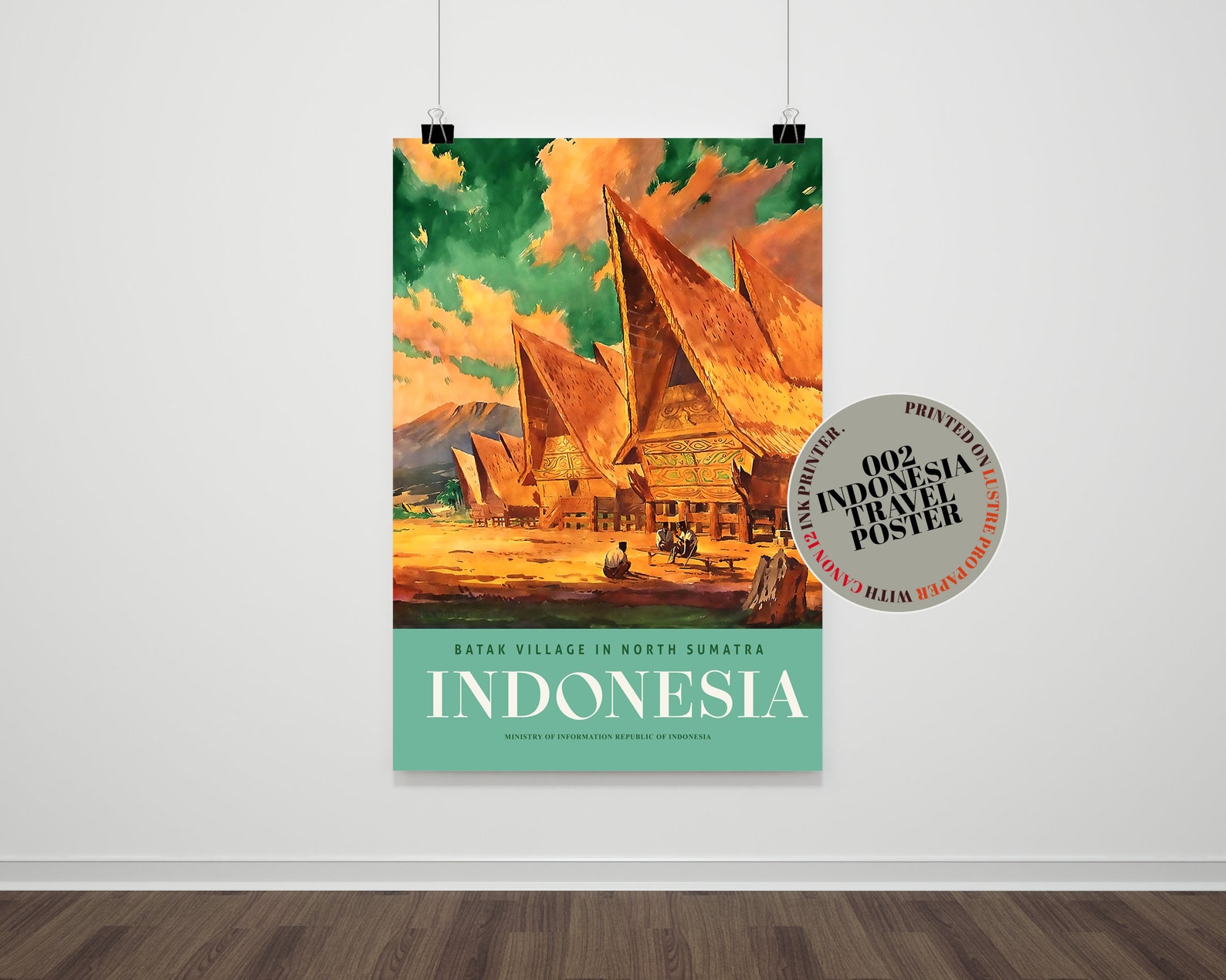 Vintage retro style Indonesia Batak village in north Etsy