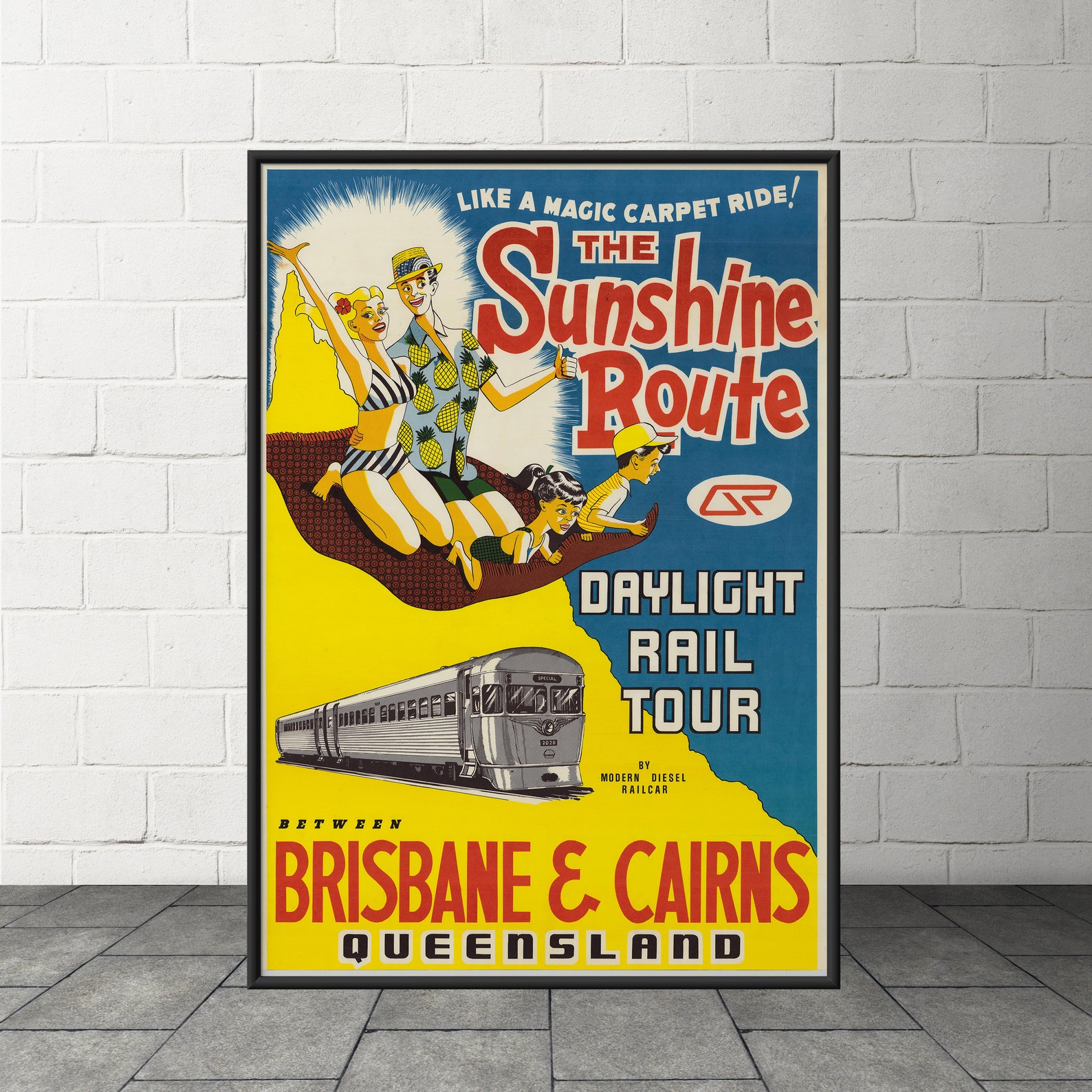 Brisbane Australia Vintage Style Travel Poster Brisbane Etsy