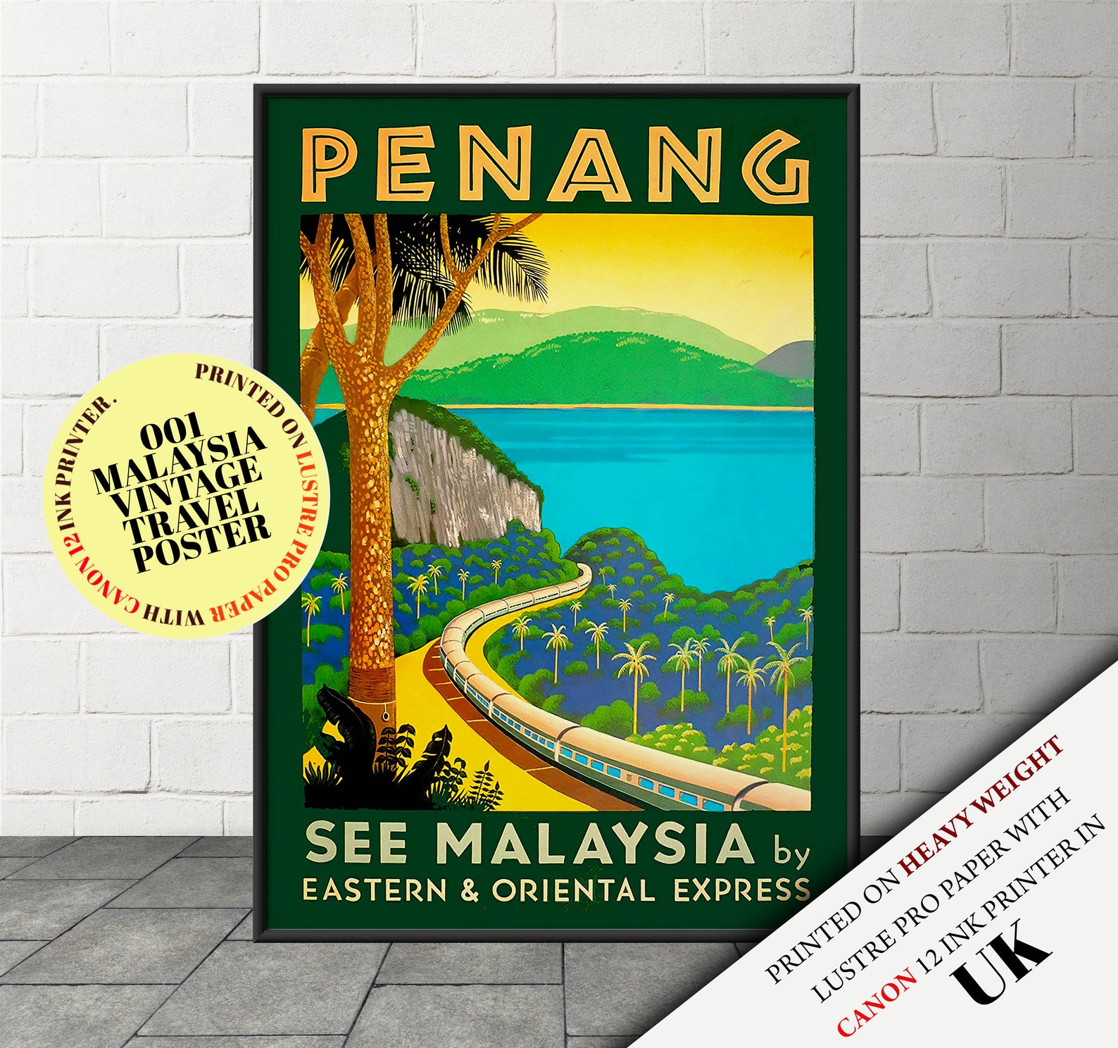 Vintage Retro Style Malaysia Travel Poster to Malaysia Penang Etsy