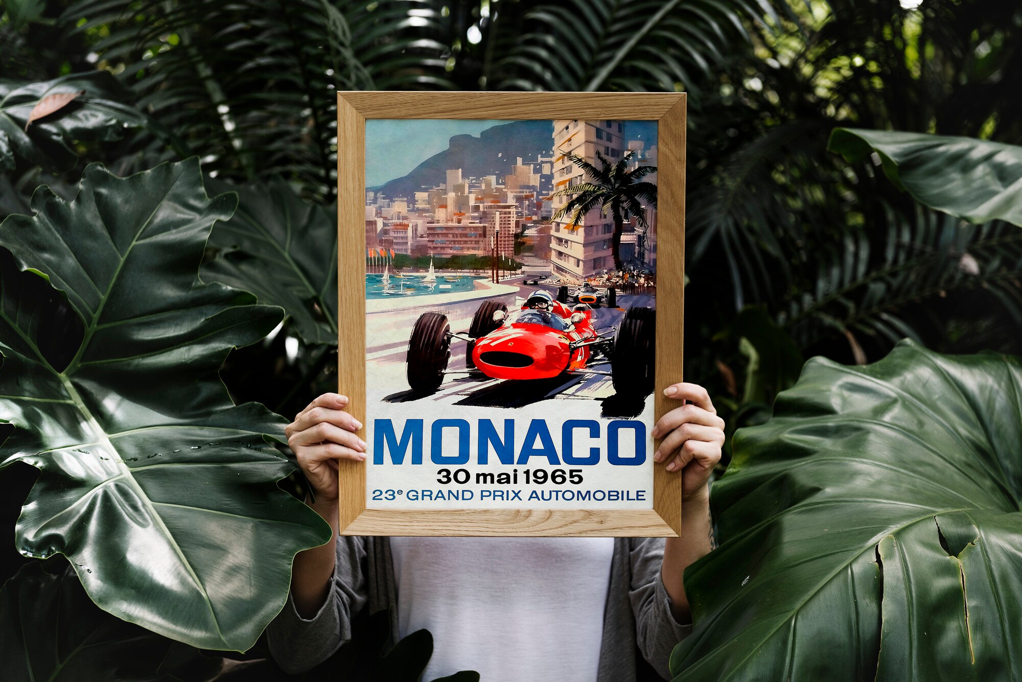 Vintage retro style, 1965 Monaco Grand Prix ,Travel Poster to Monaco Travel
