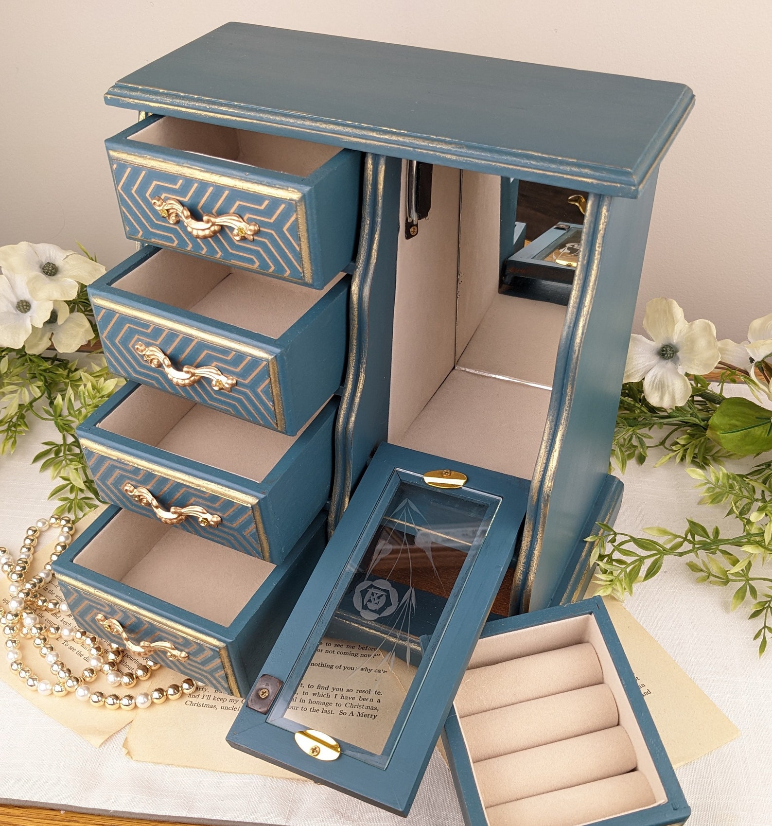 Jewelry Box Vintage Jewelry Chest Painted Jewelry Armoire Etsy