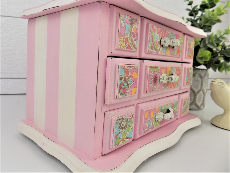 Girls Jewelry Box Vintage Hand Painted Jewelry Chest Gift Etsy