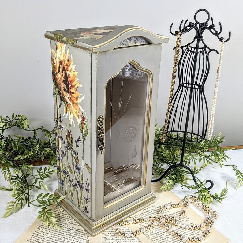 Tall Painted Jewelry Box Necklace Storage Jewelry Armoire Etsy