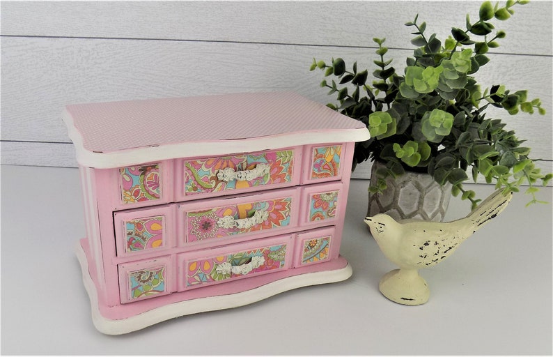 Girls Jewelry Box Vintage Hand Painted Jewelry Chest Gift Etsy