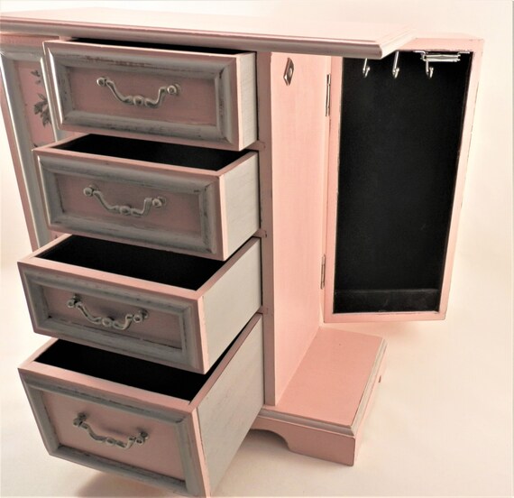 Scandinavian Pink Jewelry Armoire Ladies Box Girls Chest Hand Painted French Country Organizer Shabby Chic Storage Valresa Com Scandinavian Pink Jewelry Armoire, Hand Painted Jewelry Armoire