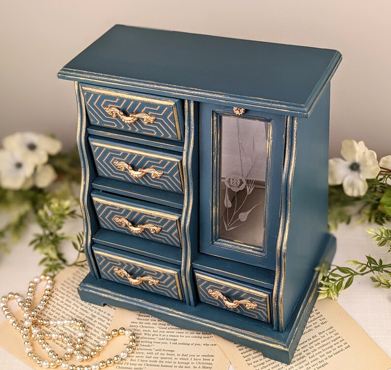 Jewelry Box Vintage Jewelry Chest Painted Jewelry Armoire Etsy