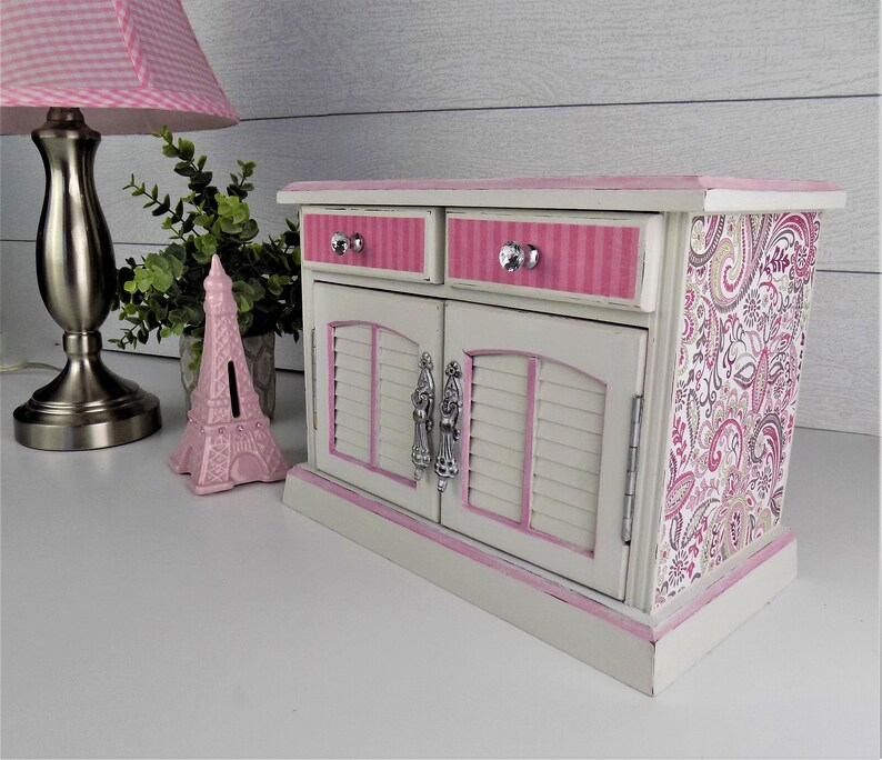 Girls Jewelry Box Pink Jewelry Armoire Hand Painted Jewelry Etsy