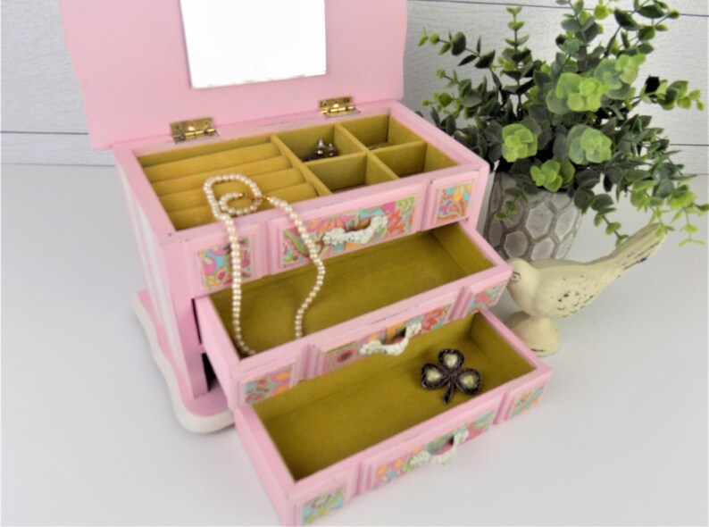 Girls Jewelry Box Vintage Hand Painted Jewelry Chest Gift Etsy