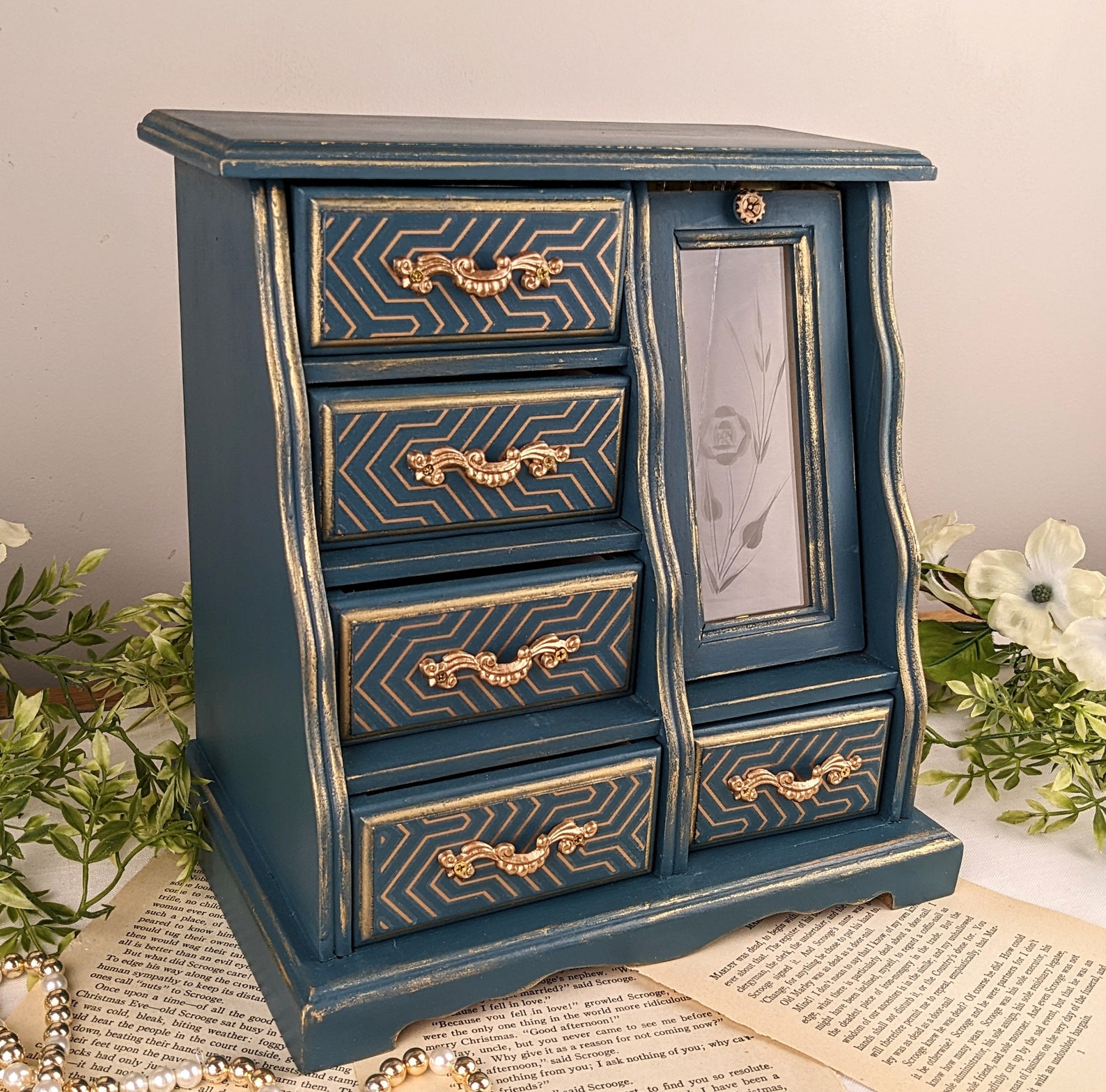 Jewelry Box Vintage Jewelry Chest Painted Jewelry Armoire Etsy