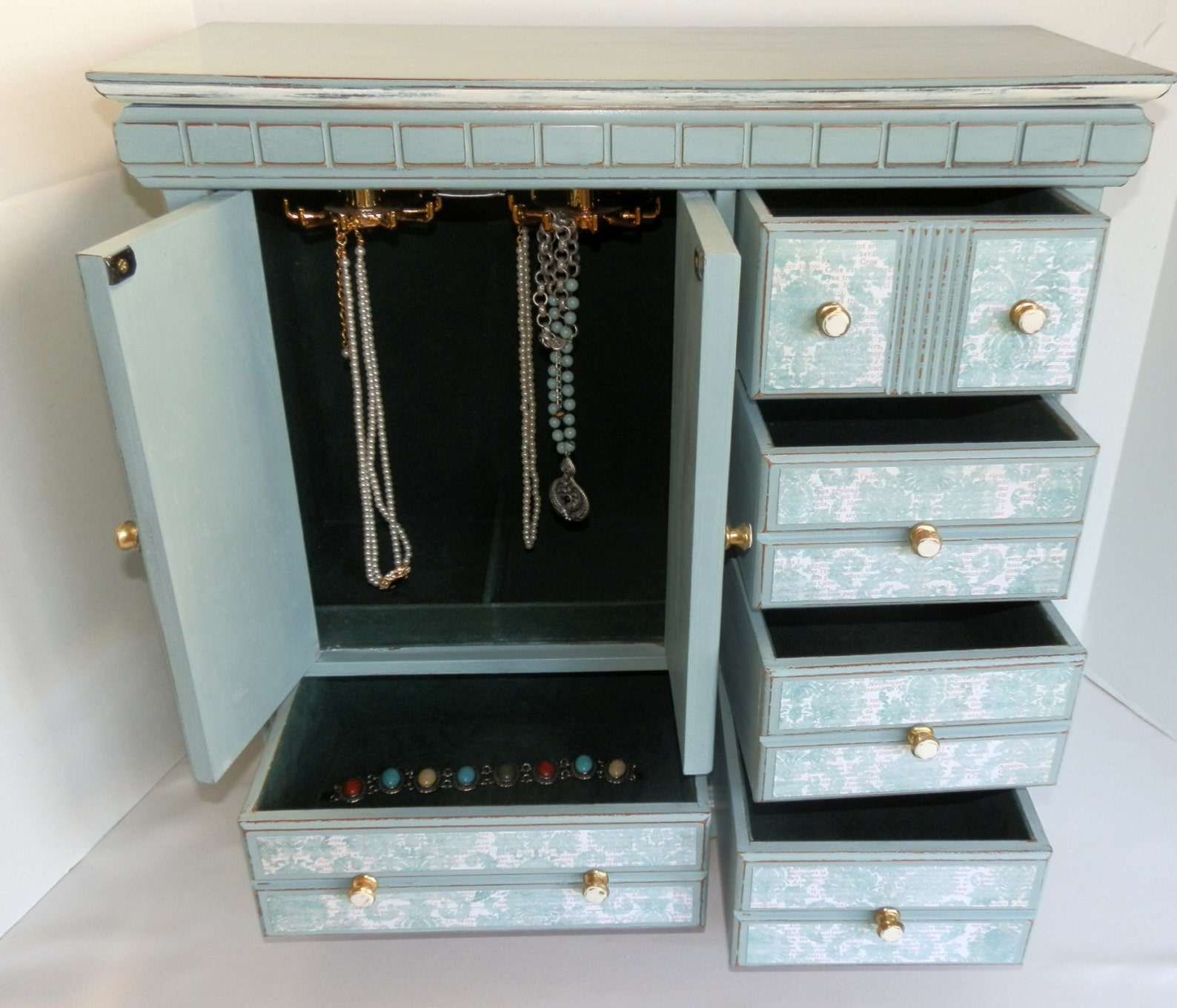 Large Upcycled Jewelry Box Jewelry Chest Ladies Girls Jewelry Etsy