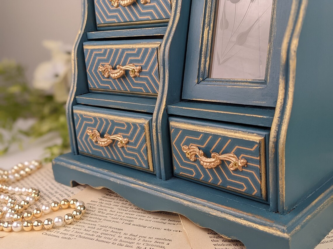 Jewelry Box Vintage Jewelry Chest Painted Jewelry Armoire Etsy