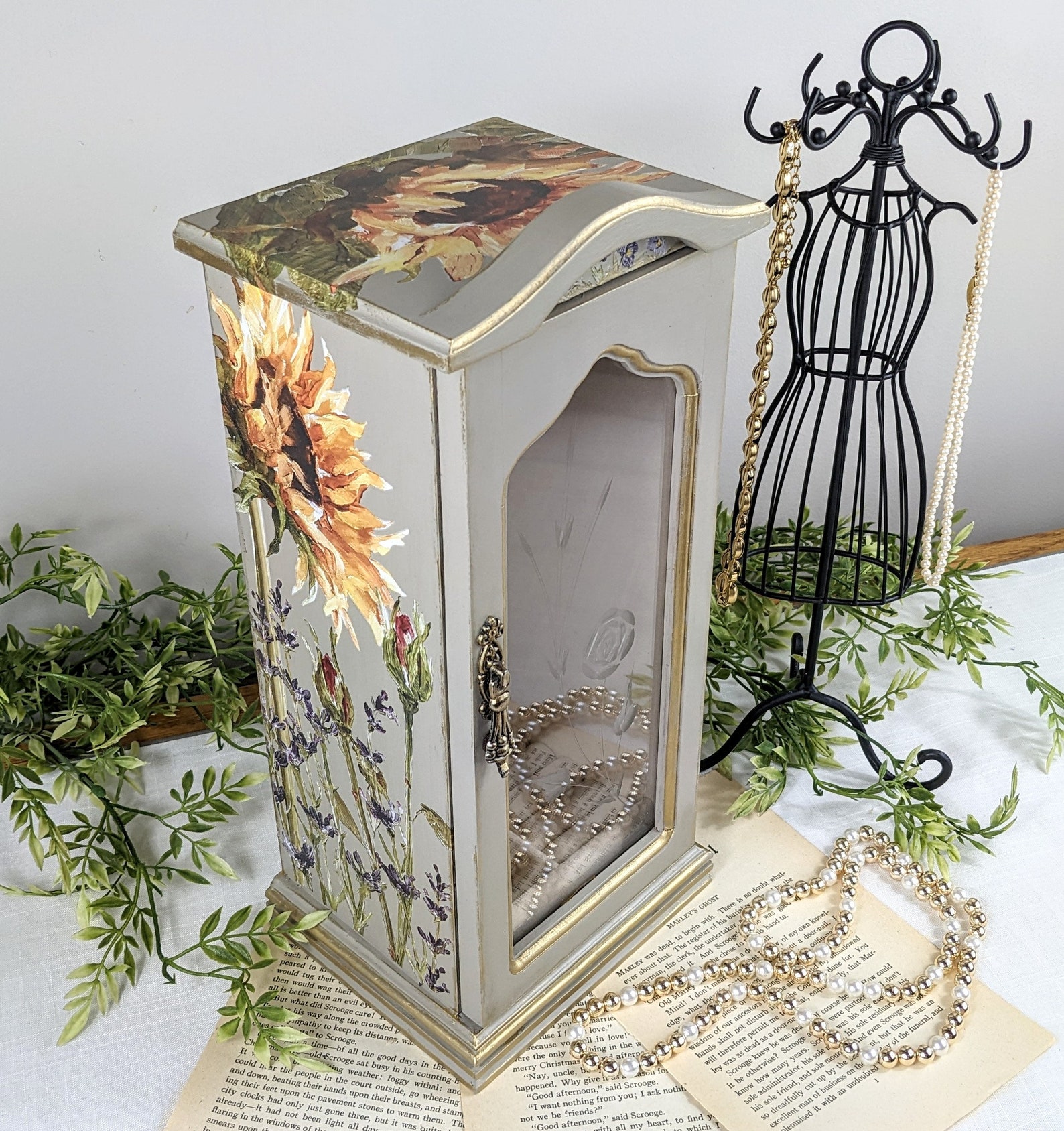 Tall Painted Jewelry Box Necklace Storage Jewelry Armoire Etsy