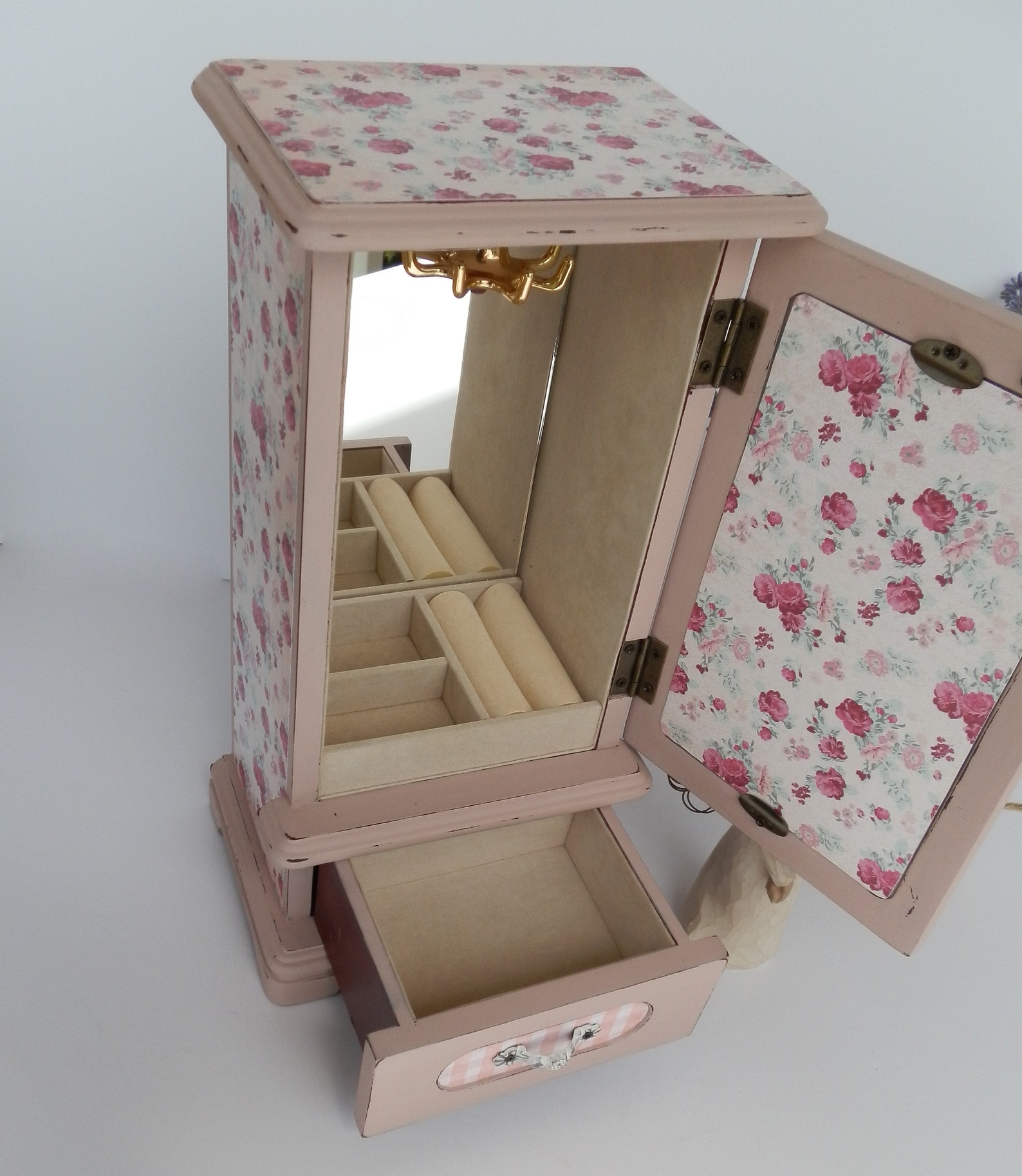 Pink Jewelry Box Girls Jewelry Armoire Upcycled Pink Jewelry Etsy
