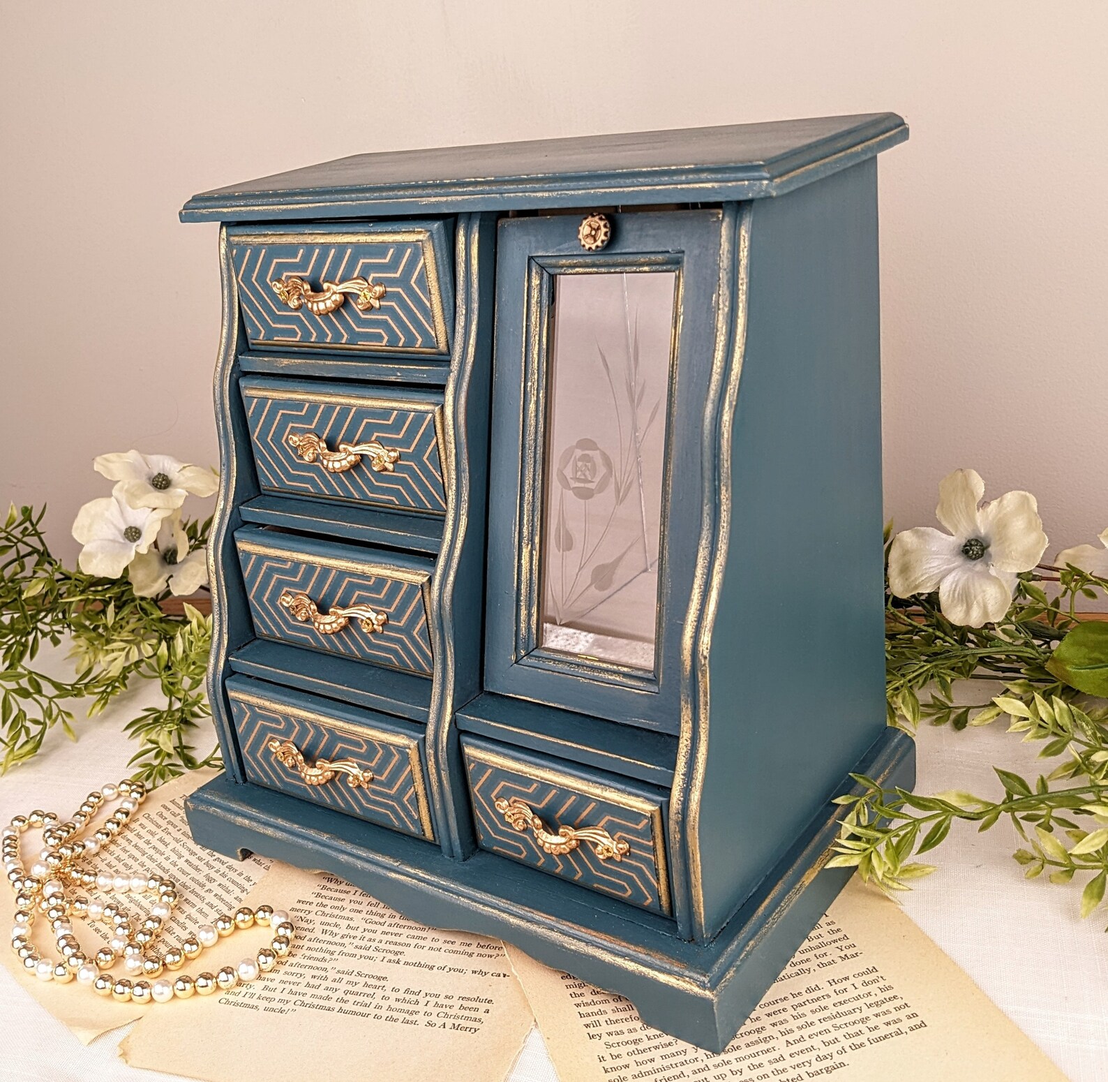 Jewelry Box Vintage Jewelry Chest Painted Jewelry Armoire Etsy