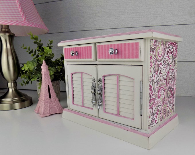 Girls Jewelry Box Pink Jewelry Armoire Hand Painted Jewelry Etsy