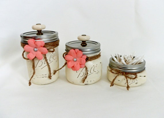 Mason Jar Set Desk Accessories Office Decor Bathroom Dorm Desk Etsy