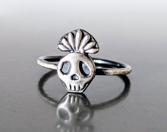 Skull Ring, Silver Skull Ring, Day of the Dead, 925 Skull Ring