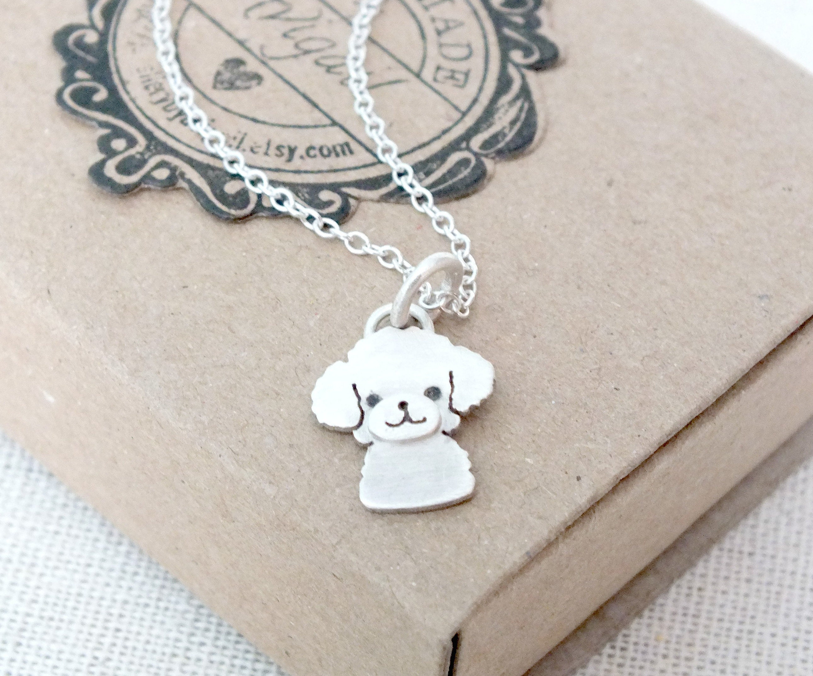 Poodle Necklace in Sterling Silver Poodle Dog Necklace Etsy