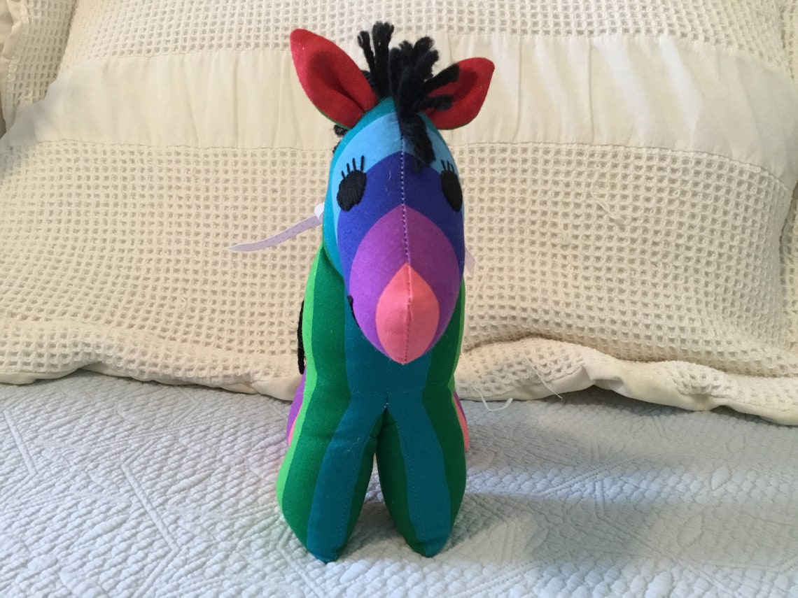 Rainbow Zebra Stuffed Toy Etsy