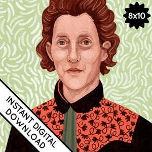 Temple Grandin Illustrated Portrait, Autism Advocate, 8x10 Art Print (Digital Download)