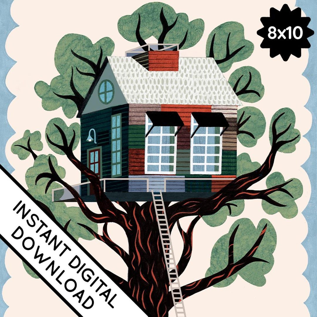 Treehouse Print Treehouse Art Print, Playroom Decor, Kids Room (8x10 Digital Download ...