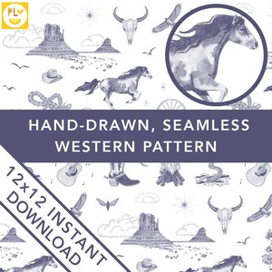 Toile de Jouy disegnato a mano, motivo illustrativo del selvaggio West, PNG, viola tenue, tema di arredamento western, retro, invito per matrimonio in carta digitale nel deserto
