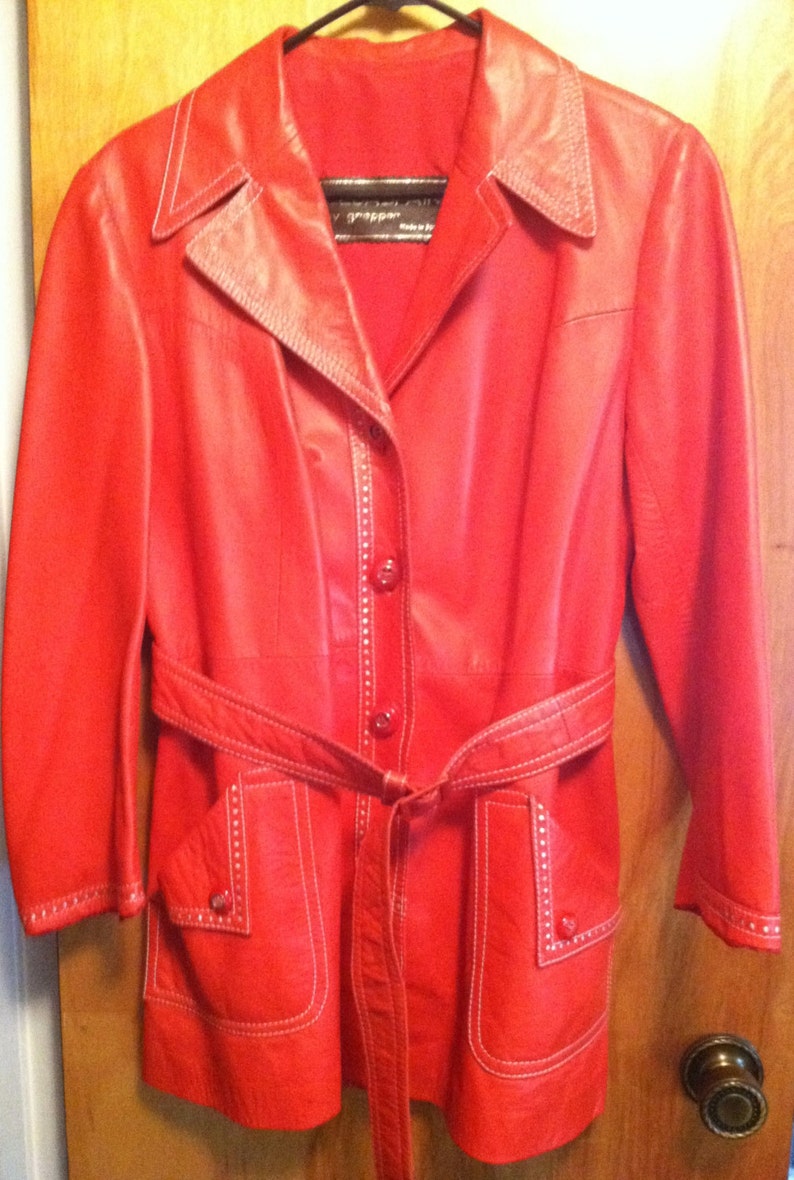 Rare Cherry Red Leda Spain By Gropper Vintage Women S Leather Jacket