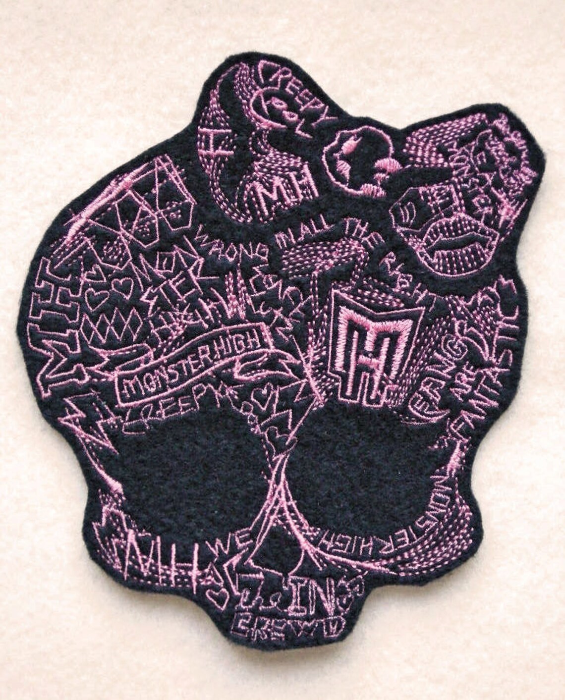 Monster High Skull Iron On Patch Hot Pink and Black Large 4 Etsy
