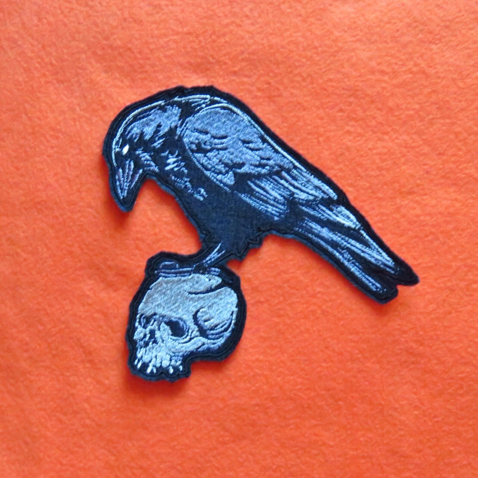 Large Raven on Skull Iron on Patch Blackbird Crow Gothic | Etsy