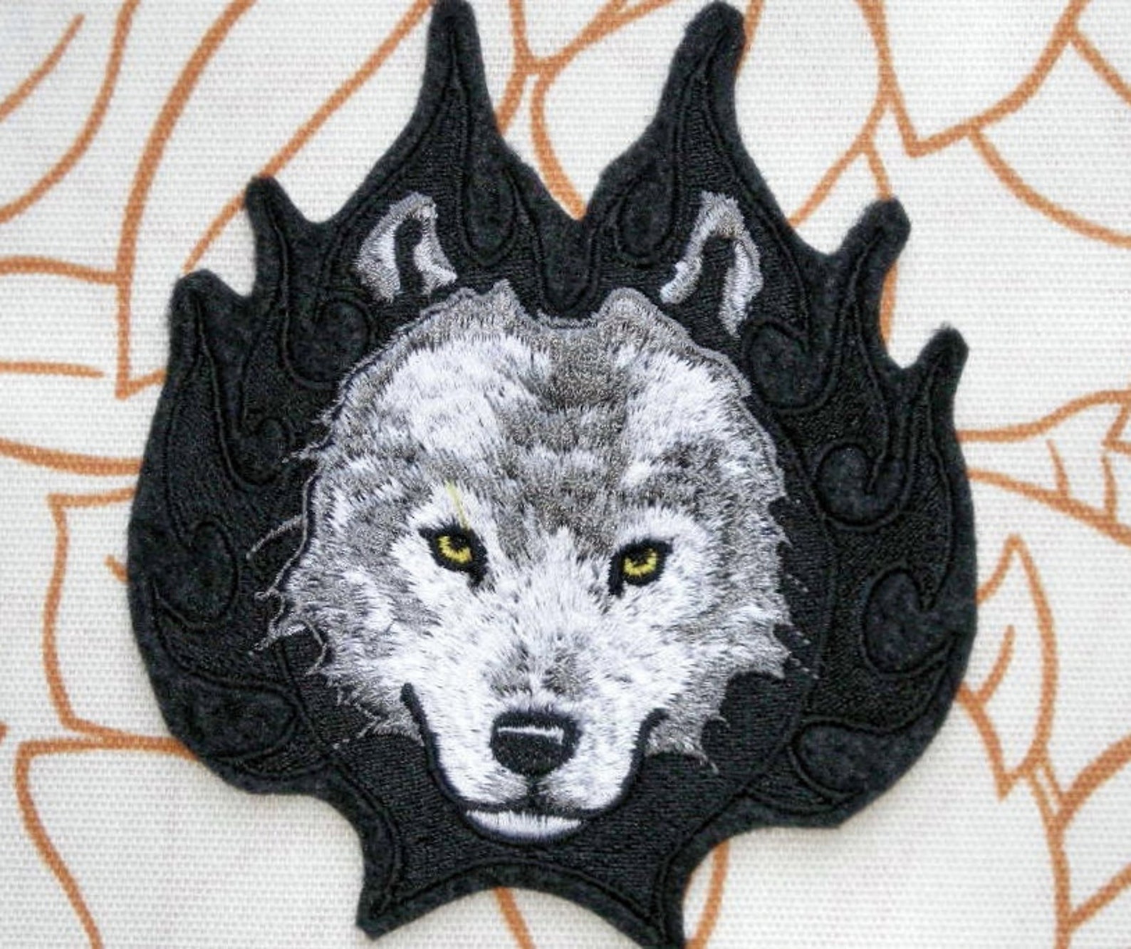 Wolf Iron on Patch Medium 4.3 by 4.7 Etsy