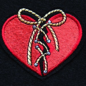5"x6" Red & Golden Hollow Heart Embroidery Iron On Applique Patch 5"x6" Red & Golden Hollow Heart Embroidery Iron On Applique Patch