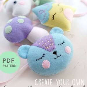 Nursery Garland PDF Pattern and Tutorial, DIY Felt Garland for Baby Girl Nursery in Spring Pastel Colors, Cute Whimsical Baby Garland image 1