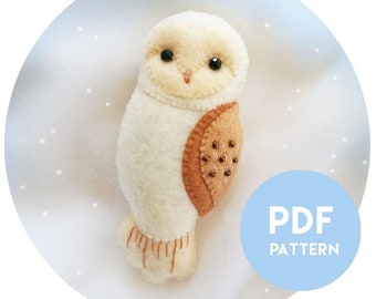 PDF Pattern of Barn Owl Felt Brooch, Felt Craft Pattern and Tutorial Felt Barn Owl Gift, Handmade Gift for Owl Lovers