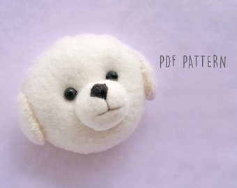 PDF Pattern and Tutorial for Bichon Frise Puppy Felt Brooch, DIY Instant Download File of Felt Dog Brooch, Gift Idea for Dog Lovers