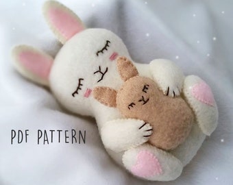 Felt Animal Softie Ornament PDF Pattern for Nursery Decor, Easter Bunny Rabbit Felt Sewing Pattern Baby Toy Baby Shower Gift