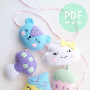 Nursery Garland PDF Pattern and Tutorial, DIY Felt Garland for Baby Girl Nursery in Spring Pastel Colors, Cute Whimsical Baby Garland image 4