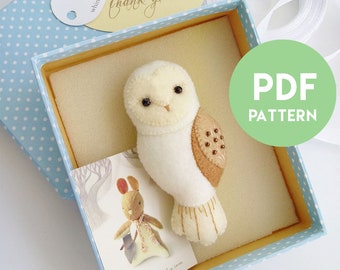 PDF Pattern of Barn Owl Felt Brooch Ornament , Woodland Felt Animals Pattern, DIY Sewing Pattern and Tutorial for Felt Owl Gift, Owl Jewelry