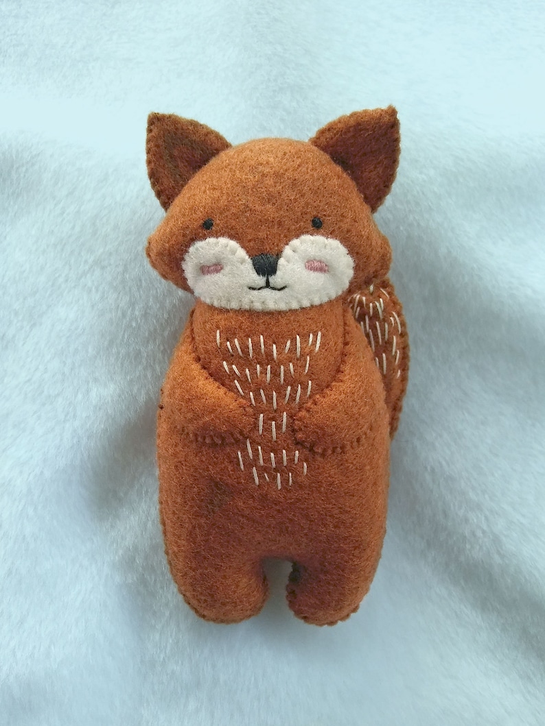 Woodland Animals Felt Fox and Rabbit Ornaments Plush Soft Baby Toys PDF Pattern, Felt Animals Easy Sewing Patterns Set Nursery Decoration image 2