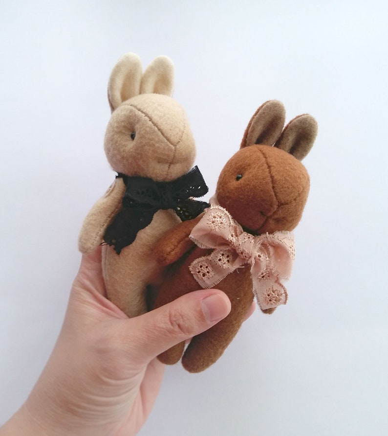 Felt Animal Soft Toy in Vintage Style Blythe Friend Mini Brown Rabbit Plush Miniature Bunny Rabbit Felt Plushie