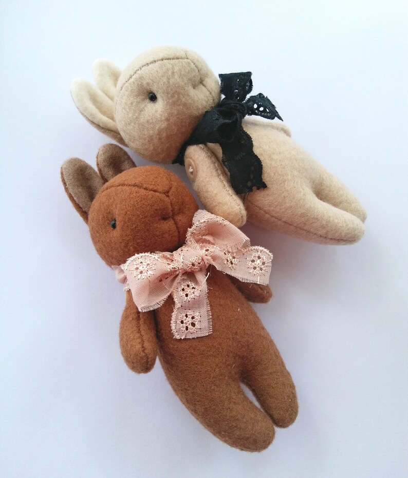Felt Animal Soft Toy in Vintage Style Blythe Friend Mini Brown Rabbit Plush Miniature Bunny Rabbit Felt Plushie