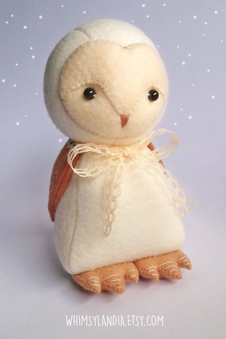 Barn Owl Felt Plush Ooak Handmade Felt Owl Doll For Nursery Etsy