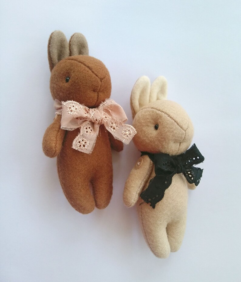 Felt Animal Soft Toy in Vintage Style Blythe Friend Mini Brown Rabbit Plush Miniature Bunny Rabbit Felt Plushie