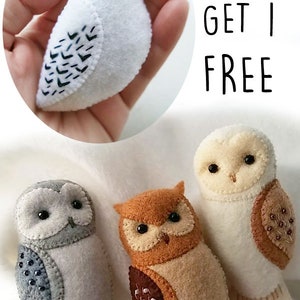 Buy 3 Get 1 Free, Owl Brooch Ornaments Soft Toy PDF Patterns Tutorial Set, Easy Craft for Kids, DIY Baby Crib Mobile image 2