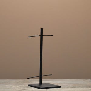 12" Metal display stand w/ double crossbar for sculptures- 4x4”square base