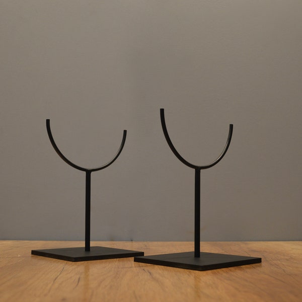 Set of 2  5” high U holder metal display stand for sculptures and other art objects - 5x5” base