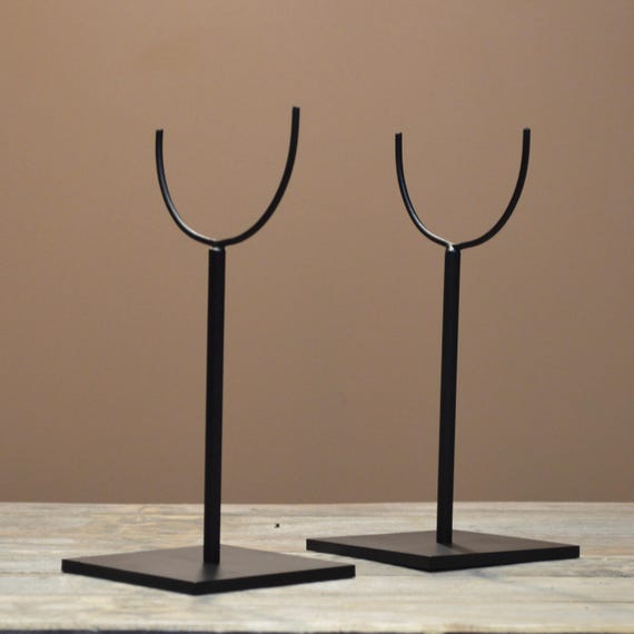 Set of 2 7” High U Holder Metal Display Stand for Sculptures and Other Art Objects - 6x6” Base